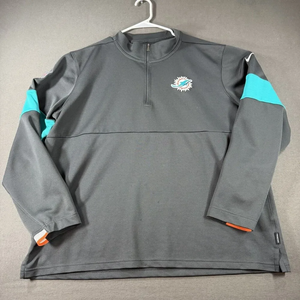 Miami Dolphins Quarter Zip Mens XL Nike Dri-Fit Shirt Black Pullover Thermal